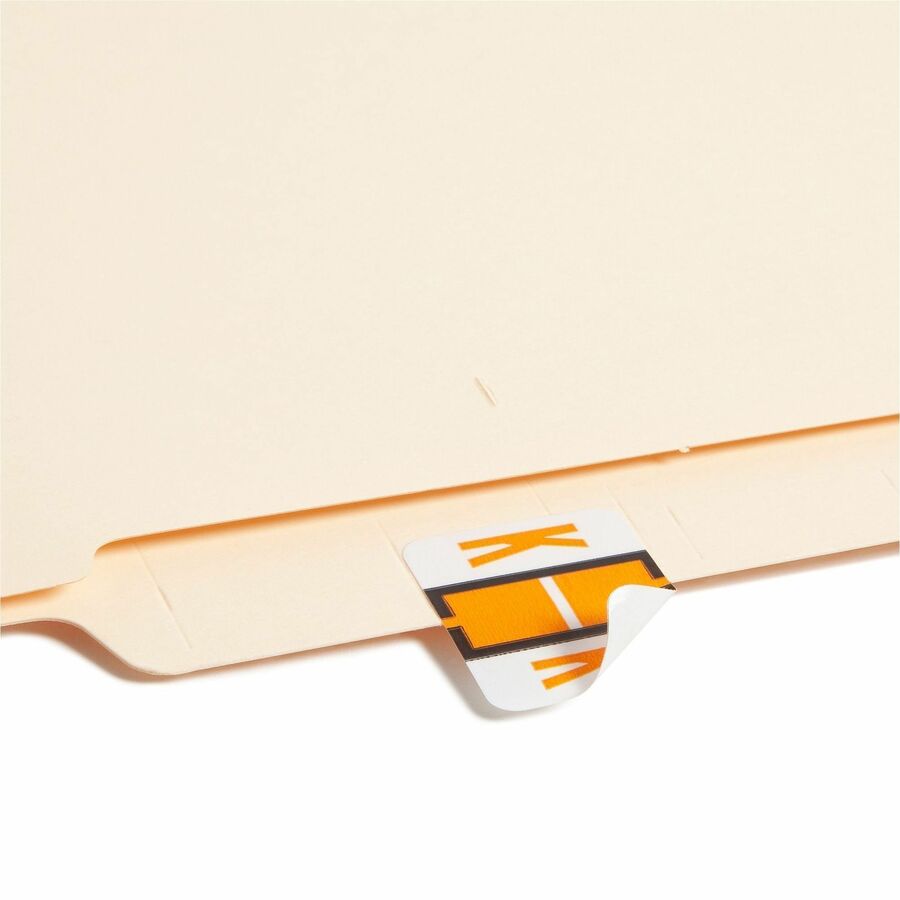 Smead BCCR Bar-Style Color-Coded Labels - K - x 1 1/4’’ Width 1’’ Length - Light Orange - Laminated - 500 / Roll