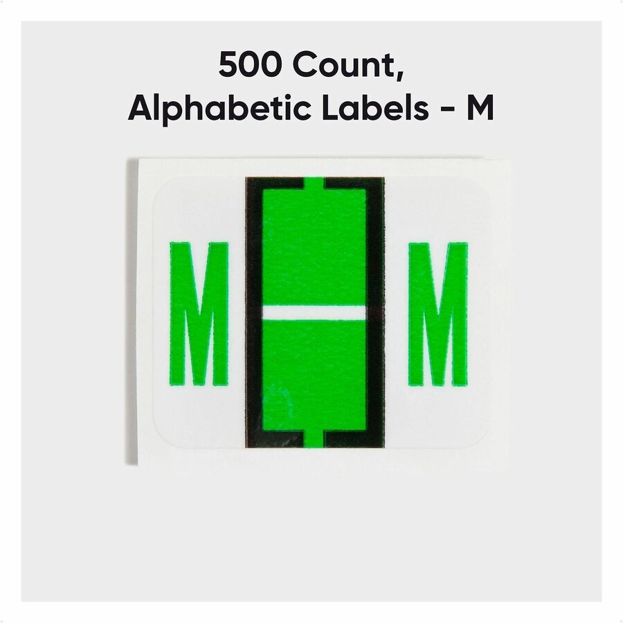 Smead BCCR Bar-Style Color-Coded Labels - M - x 1 1/4’’ Width 1’’ Length - Light Green - Laminated - 500 / Roll - Filing