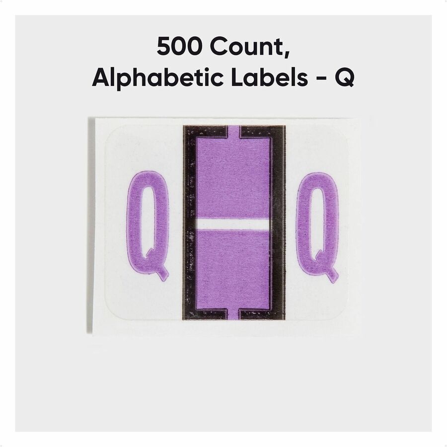 Smead BCCR Bar-Style Color-Coded Labels - Q - x 1 1/4’’ Width 1’’ Length - Lavender - Laminated - 500 / Roll - Filing