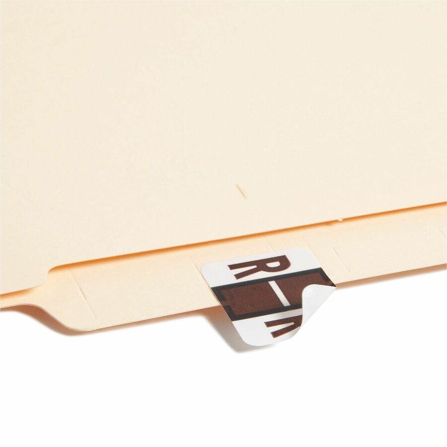 Smead BCCR Bar-Style Color-Coded Labels - R - x 1 1/4’’ Width 1’’ Length - Brown - Laminated - 500 / Roll - Filing