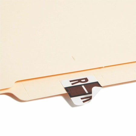 Smead BCCR Bar-Style Color-Coded Labels - R - x 1 1/4’’ Width 1’’ Length - Brown - Laminated - 500 / Roll - Filing