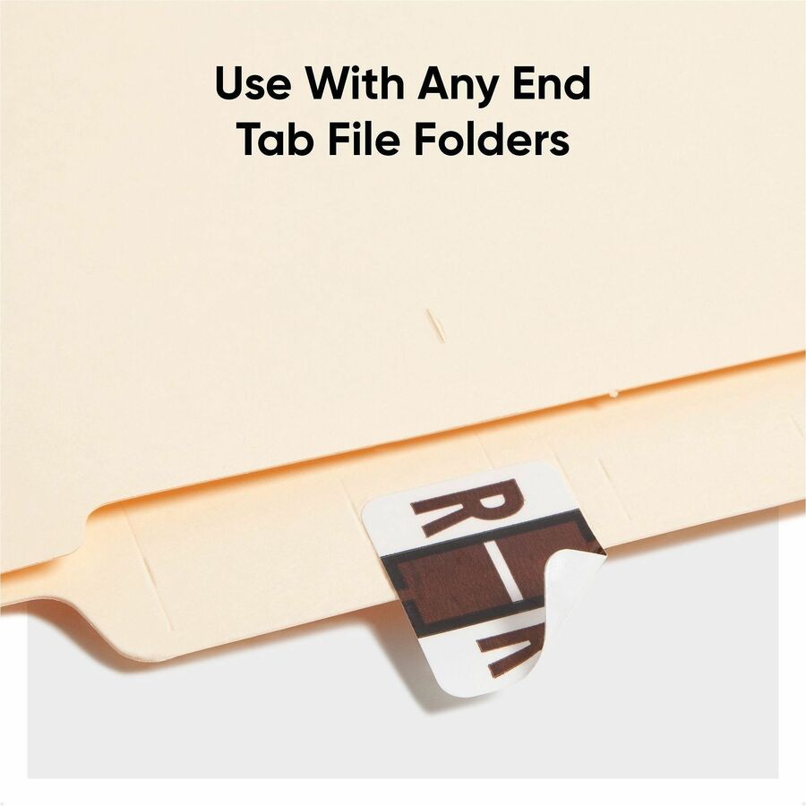 Smead BCCR Bar-Style Color-Coded Labels - R - x 1 1/4’’ Width 1’’ Length - Brown - Laminated - 500 / Roll - Filing