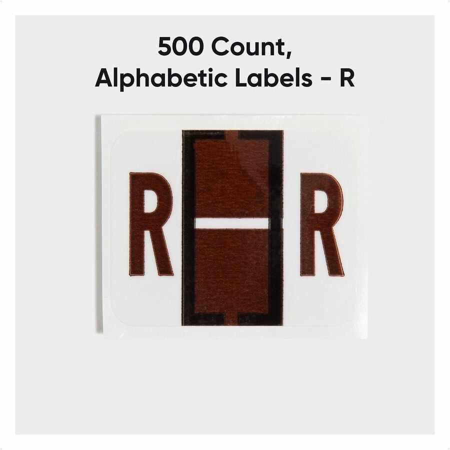 Smead BCCR Bar-Style Color-Coded Labels - R - x 1 1/4’’ Width 1’’ Length - Brown - Laminated - 500 / Roll - Filing