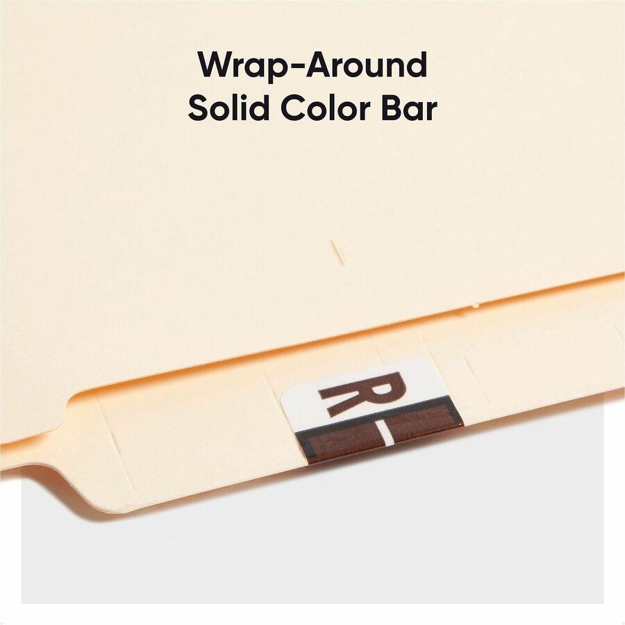 Smead BCCR Bar-Style Color-Coded Labels - R - x 1 1/4’’ Width 1’’ Length - Brown - Laminated - 500 / Roll - Filing