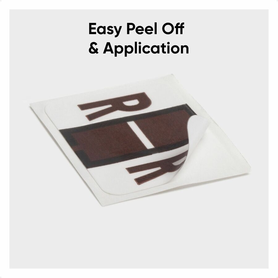 Smead BCCR Bar-Style Color-Coded Labels - R - x 1 1/4’’ Width 1’’ Length - Brown - Laminated - 500 / Roll - Filing