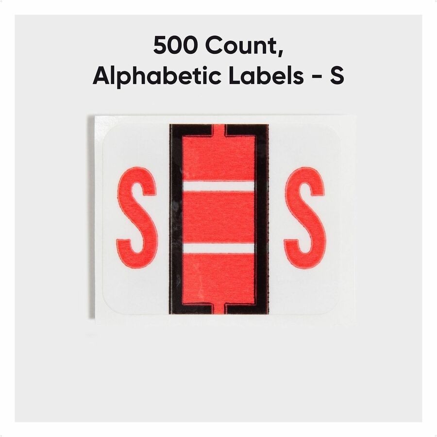 Smead BCCR Bar-Style Color-Coded Labels - S - x 1 1/4’’ Width 1’’ Length - Pink - Laminated - 500 / Roll - Filing