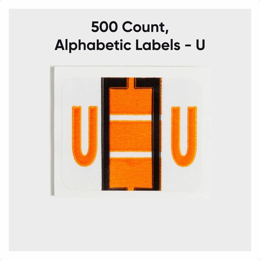 Smead BCCR Bar-Style Color-Coded Labels - U - x 1 1/4’’ Width 1’’ Length - Light Orange - Laminated - 500 / Roll