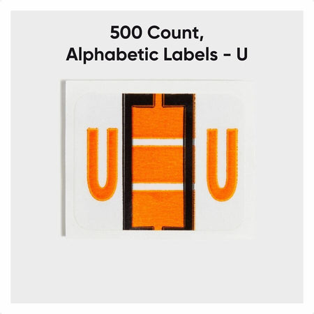 Smead BCCR Bar-Style Color-Coded Labels - U - x 1 1/4’’ Width 1’’ Length - Light Orange - Laminated - 500 / Roll
