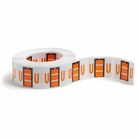 Smead BCCR Bar-Style Color-Coded Labels - U - x 1 1/4’’ Width 1’’ Length - Light Orange - Laminated - 500 / Roll