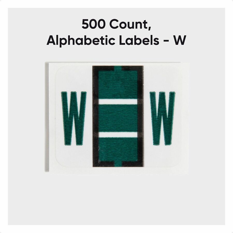 Smead BCCR Bar-Style Color-Coded Labels - W - x 1 1/4’’ Width 1’’ Length - Dark Green - Laminated - 500 / Roll - Filing