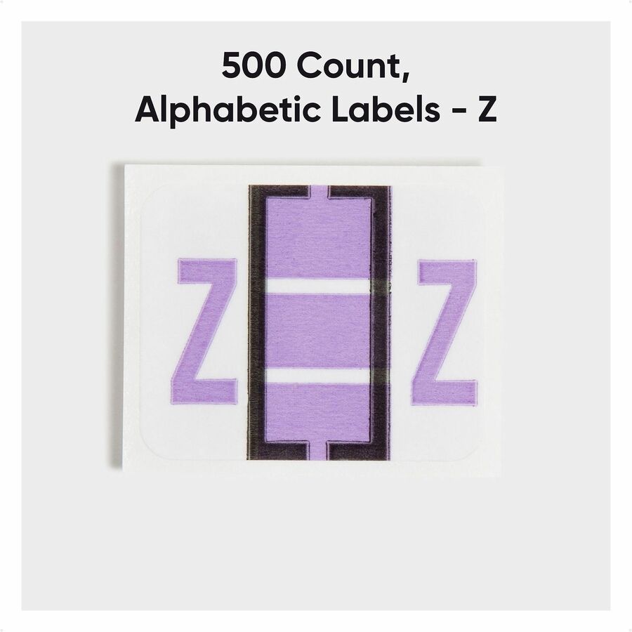 Smead BCCR Bar-Style Color-Coded Labels - Z - x 1 1/4’’ Width 1’’ Length - Lavender - Laminated - 500 / Roll - Filing