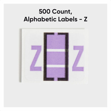Smead BCCR Bar-Style Color-Coded Labels - Z - x 1 1/4’’ Width 1’’ Length - Lavender - Laminated - 500 / Roll - Filing