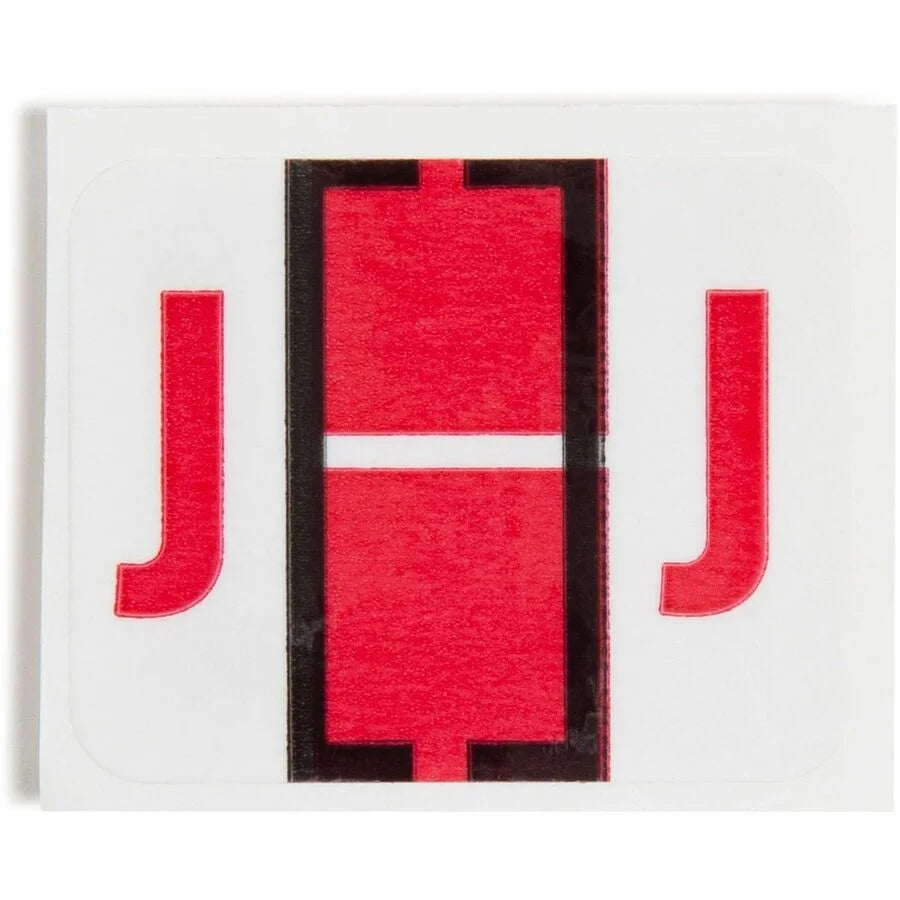 Smead BCCR Bar-Style Color-Coded Labels - J - x 1 1/4’’ Width 1’’ Length - Red - Laminated - 500 / Roll - Filing