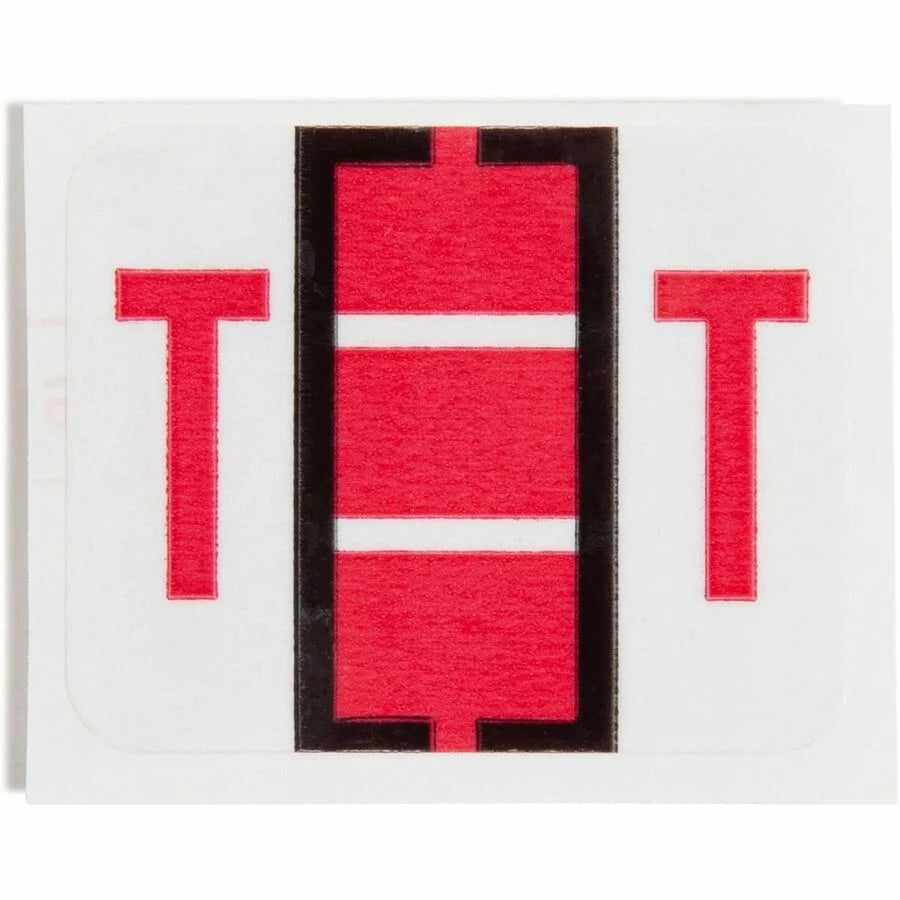 Smead BCCR Bar-Style Color-Coded Labels T-x 1 1/4’’ Width x 1’’ Length Red 500 / Roll Laminated (SMD67090) - Filing