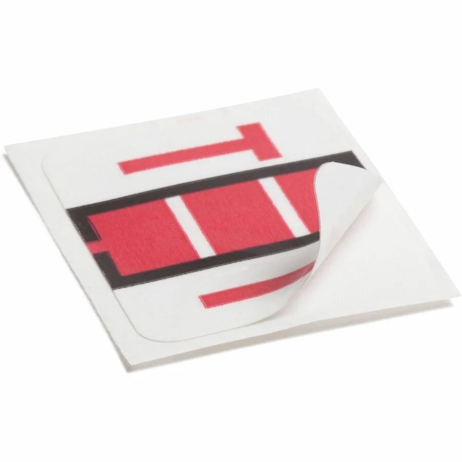 Smead BCCR Bar-Style Color-Coded Labels T-x 1 1/4’’ Width x 1’’ Length Red 500 / Roll Laminated (SMD67090) - Filing