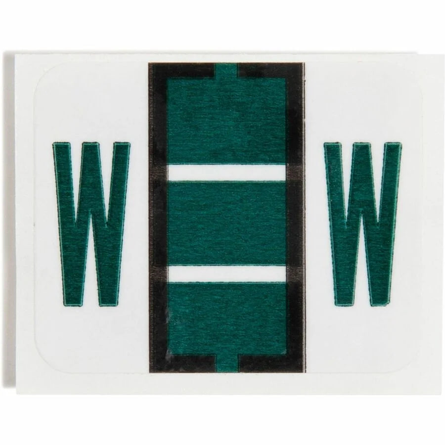 Smead BCCR Bar-Style Color-Coded Labels - W - x 1 1/4’’ Width 1’’ Length - Dark Green - Laminated - 500 / Roll - Filing