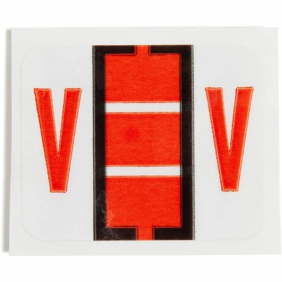 Smead BCCR Bar-Style Color-Coded Labels V-x 1 1/4’’ Width x 1’’ Length 500 / Roll Dark Orange Laminated (SMD67092)