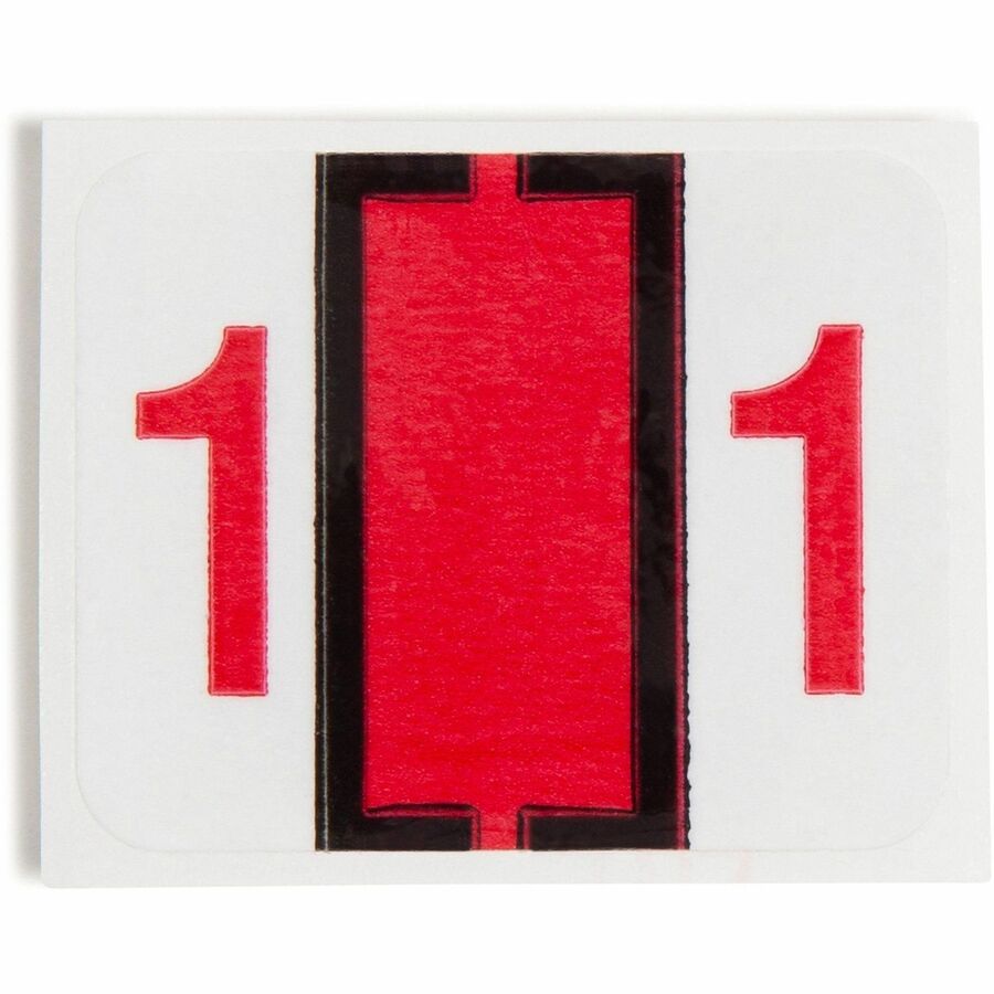 Smead BCCRN Bar-Style Color-Coded Labels - 1 - x 1/4’’ Width 1’’ Length - Red - Laminated - 500 / Roll - Filing