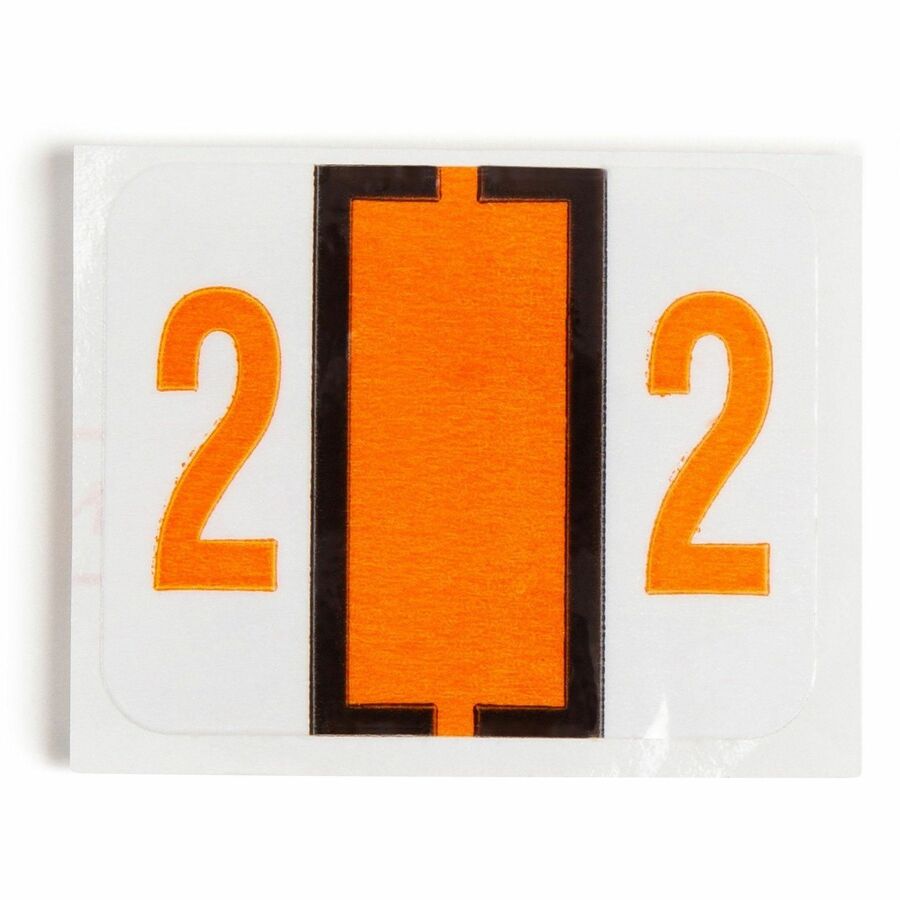Smead BCCRN Bar-Style Color-Coded Labels - 2 - x 1 1/4’’ Width 1’’ Length - Light Orange - Laminated - 500 / Roll