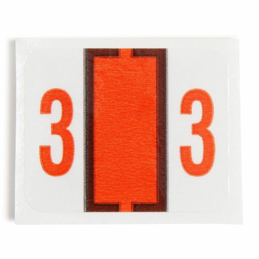 Smead BCCRN Bar-Style Color-Coded Labels - 3 - x 1 1/4’’ Width 1’’ Length - Dark Orange - Laminated - 500 / Roll
