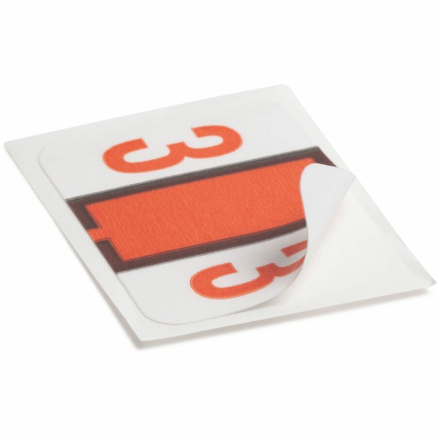 Smead BCCRN Bar-Style Color-Coded Labels - 3 - x 1 1/4’’ Width 1’’ Length - Dark Orange - Laminated - 500 / Roll