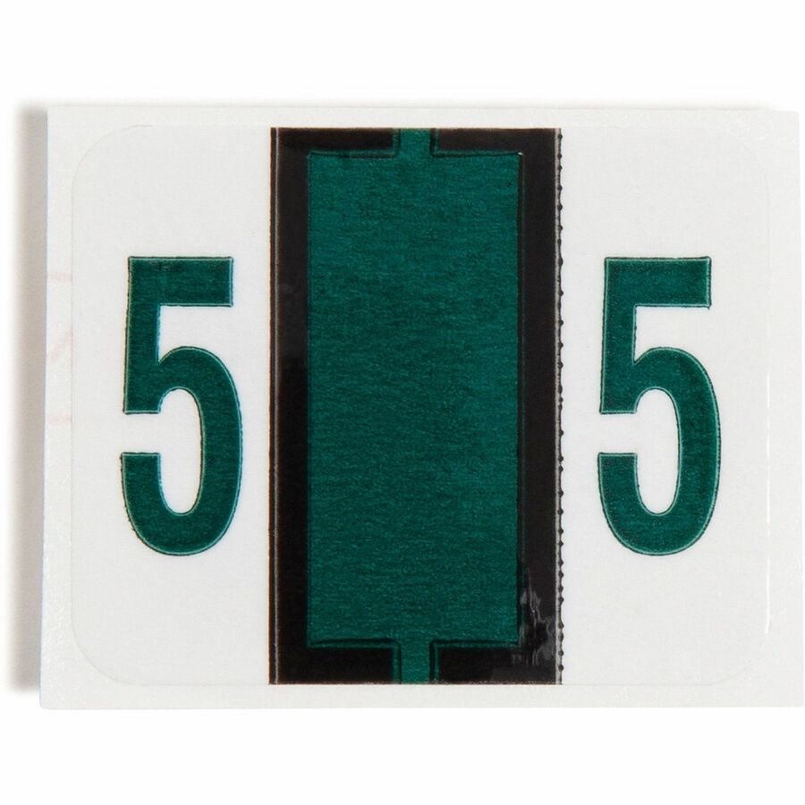 Smead BCCRN Bar-Style Color-Coded Labels - 5 - x 1 1/4’’ Width 1’’ Length - Dark Green - Laminated - 500 / Roll - Filing