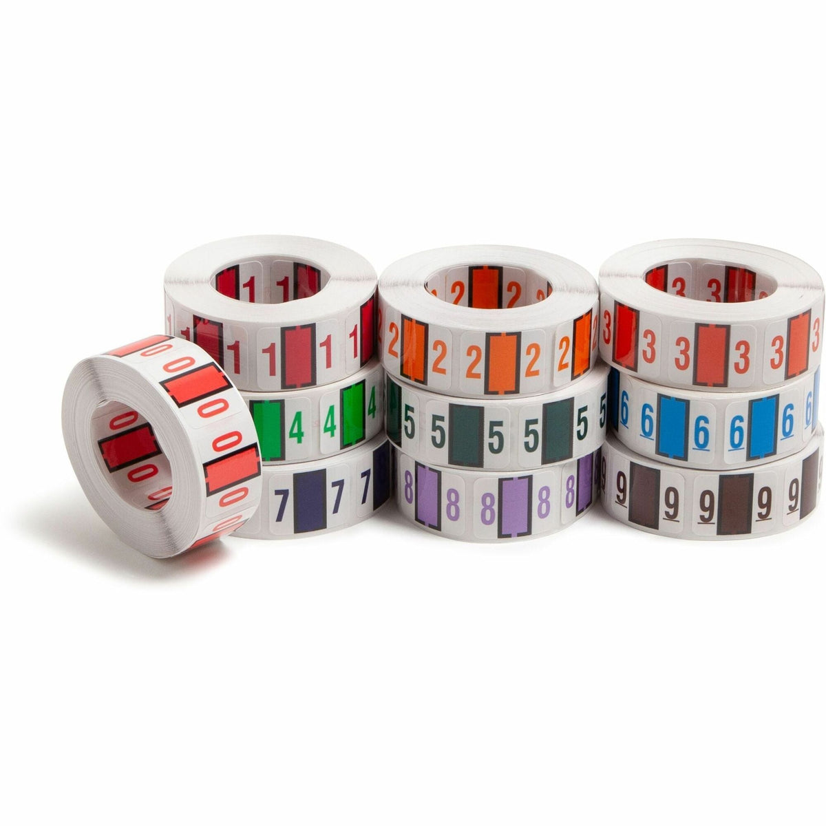 Smead BCCRN Bar-Style Color-Coded Labels - 0-9 - x 1 1/4’’ Width 1’’ Length - Assorted - Laminated - 5000 / Box - Filing