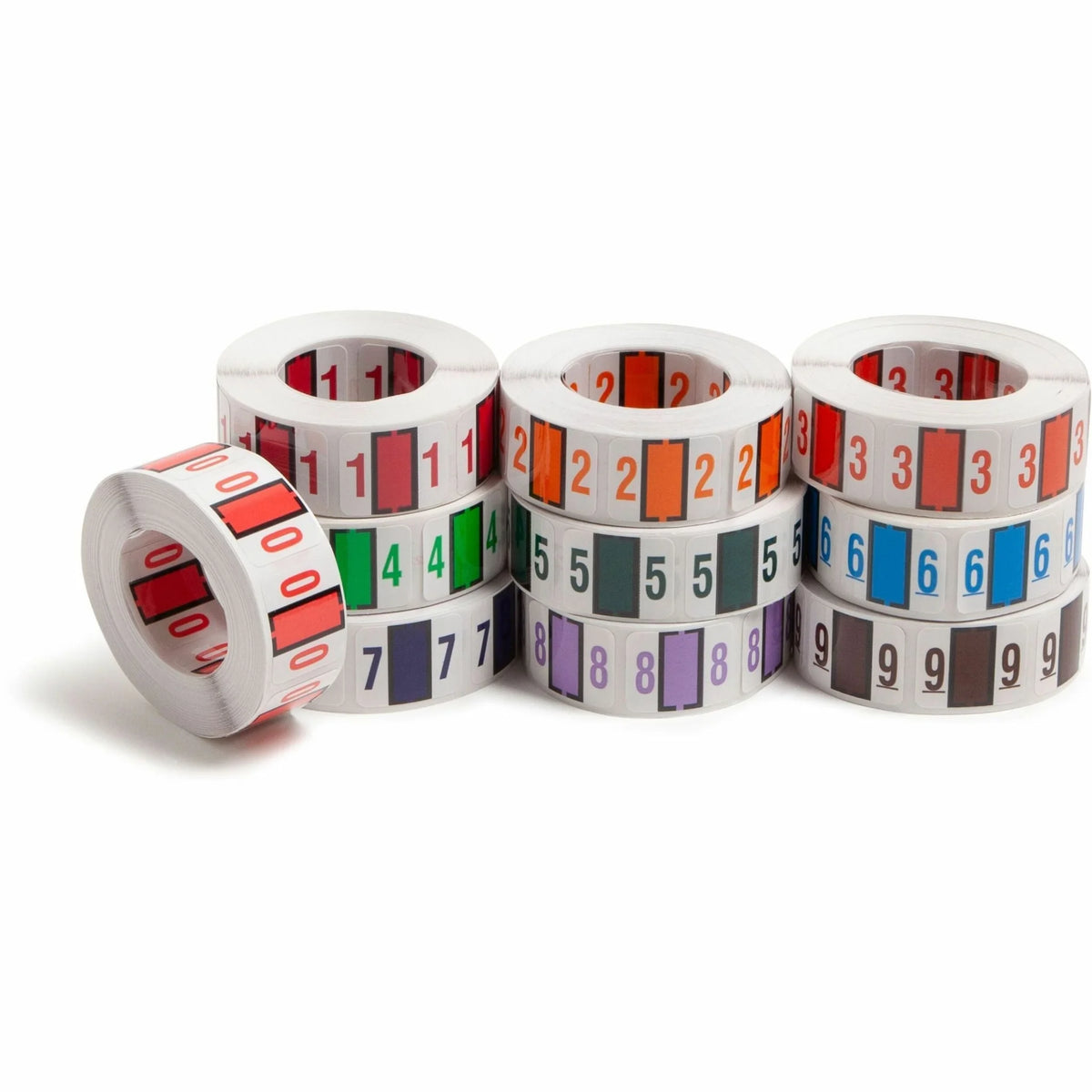 Smead BCCRN Bar-Style Color-Coded Labels - 0-9 - x 1 1/4’’ Width 1’’ Length - Assorted - Laminated - 5000 / Box - Filing