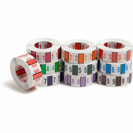 Smead BCCRN Bar-Style Color-Coded Labels - 0-9 - x 1 1/4’’ Width 1’’ Length - Assorted - Laminated - 5000 / Box - Filing