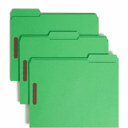Smead Colored Fastener Folders - 1/3 Tab Cut 3/4’’ Expansion - Green 10% Recycled - 50/Box