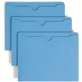 Smead Colored Straight Tab Cut Letter Recycled File Jacket - 8 1/2’’ x 11’’ - 11 pt. - 2 Plys - Blue - Filing Jackets &