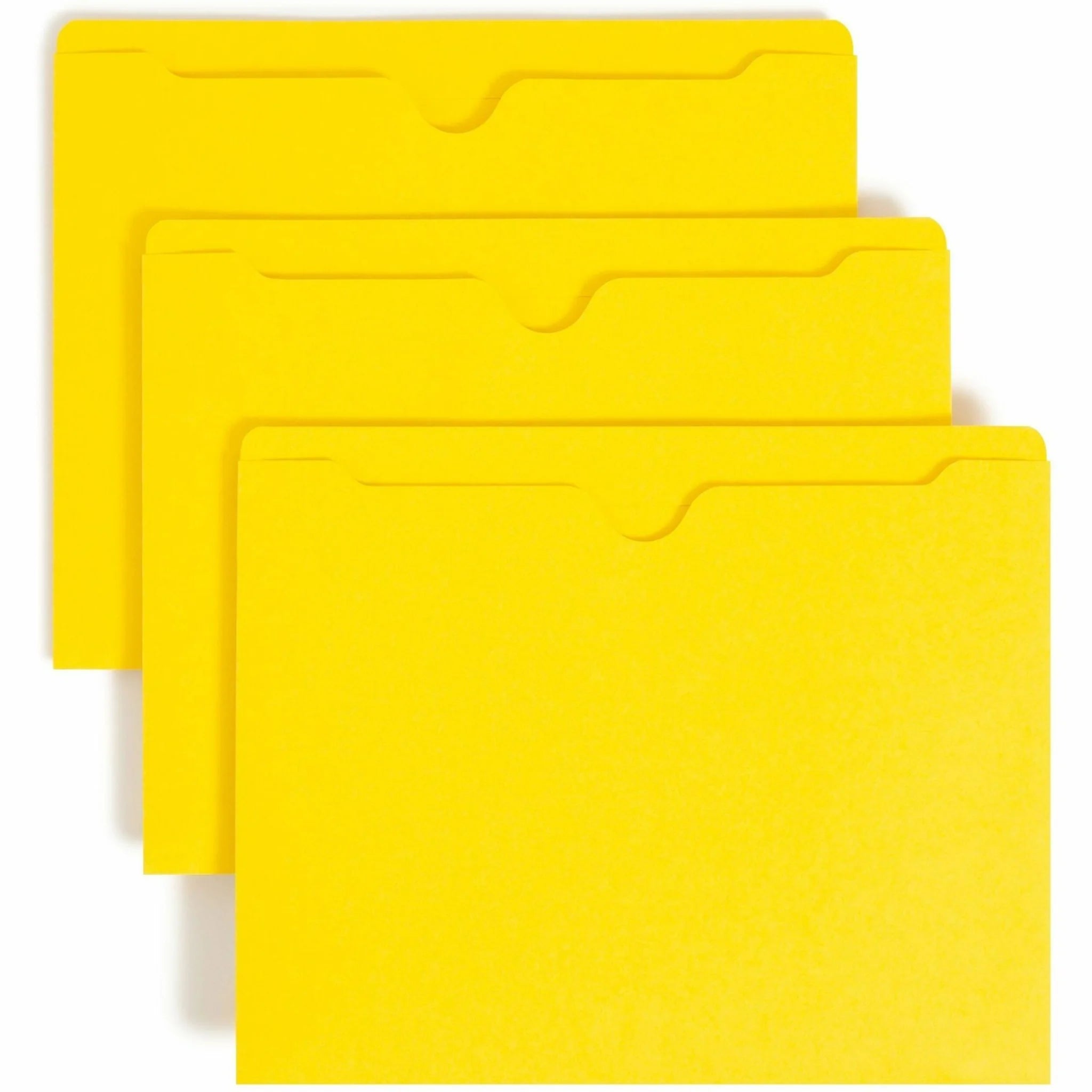 Smead Colored File Jacket: Yellow 8.5’’ x 11’’ 11pt 2-Ply - 100/Box - Filing Jackets & Pockets