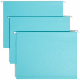 Smead Colored Hanging Folders - Letter Size - Aqua - 25/Box - & Accessories