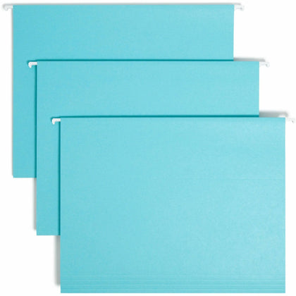 Smead Colored Hanging Folders - Letter Size - Aqua - 25/Box - & Accessories