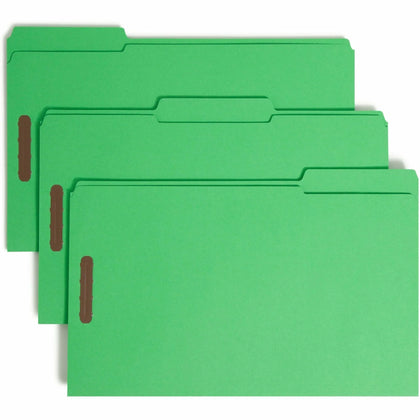 Smead Colored Legal Fastener Folder - 8.5’’ x 14’’ 3/4’’ Expansion - Green 10% Recycled - 50/Box - Folders