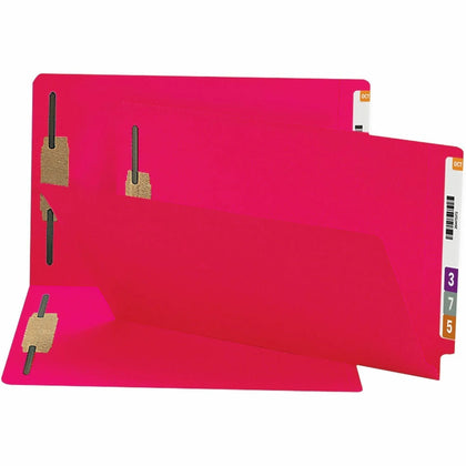 Smead Colored Legal Fastener Folder - Red Heavyweight - 50/Box - End Tab Folders