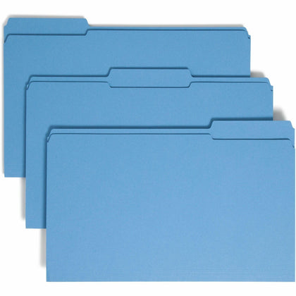 Smead Colored Legal File Folders - 1/3 Tab Cut 8.5’’ x 14’’ Blue - 100/Box - Top