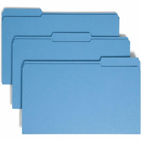 Smead Colored Legal File Folders - 1/3 Tab Cut 8.5’’ x 14’’ Blue - 100/Box - Top