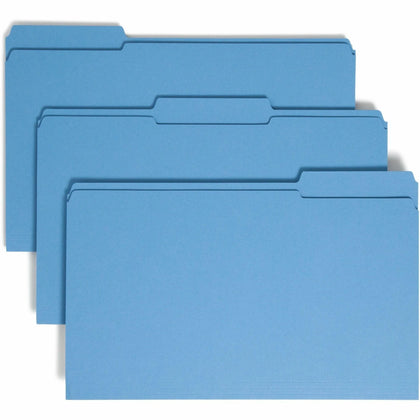 Smead Colored Legal File Folders - 1/3 Tab Cut 8.5’’ x 14’’ Blue - 100/Box - Top