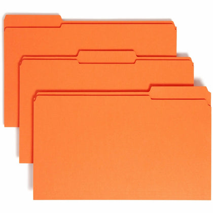 Smead Colored Legal File Folders - 1/3 Tab Cut 8.5’’ x 14’’ Orange - 100/Box - Top