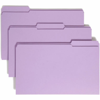 Smead Colored Legal File Folders - Lavender 1/3 Tab Cut 8.5’’ x 14’’ 100/Box - Top
