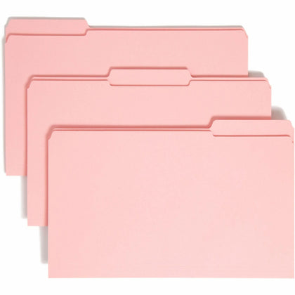Smead Colored Legal File Folders - Pink 8.5’’ x 14’’ 100/Box - Top Tab