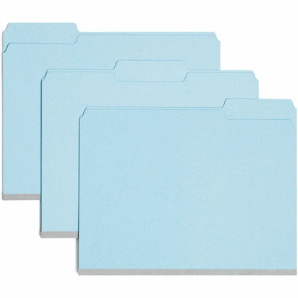 Smead Colored Recycled File Folders - 1/3 Tab Cut - Blue - 25/Box - Top