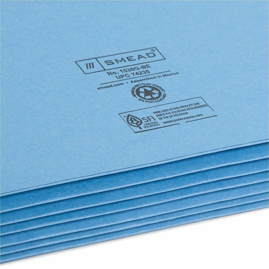 Smead Colored Straight Tab Cut Legal Recycled File Pocket - 8 1/2’’ x 14’’ - 5 1/4’’ Expansion - Top Location - 9 pt.