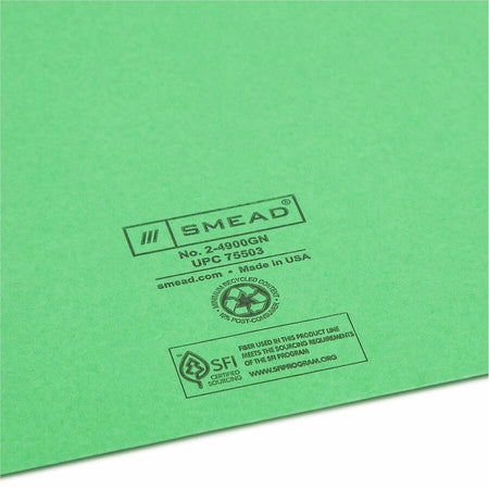 Smead Colored Straight Tab Cut Letter Recycled File Jacket - 8 1/2’’ x 11’’ - 11 pt. - 2 Plys - Green - Filing Jackets