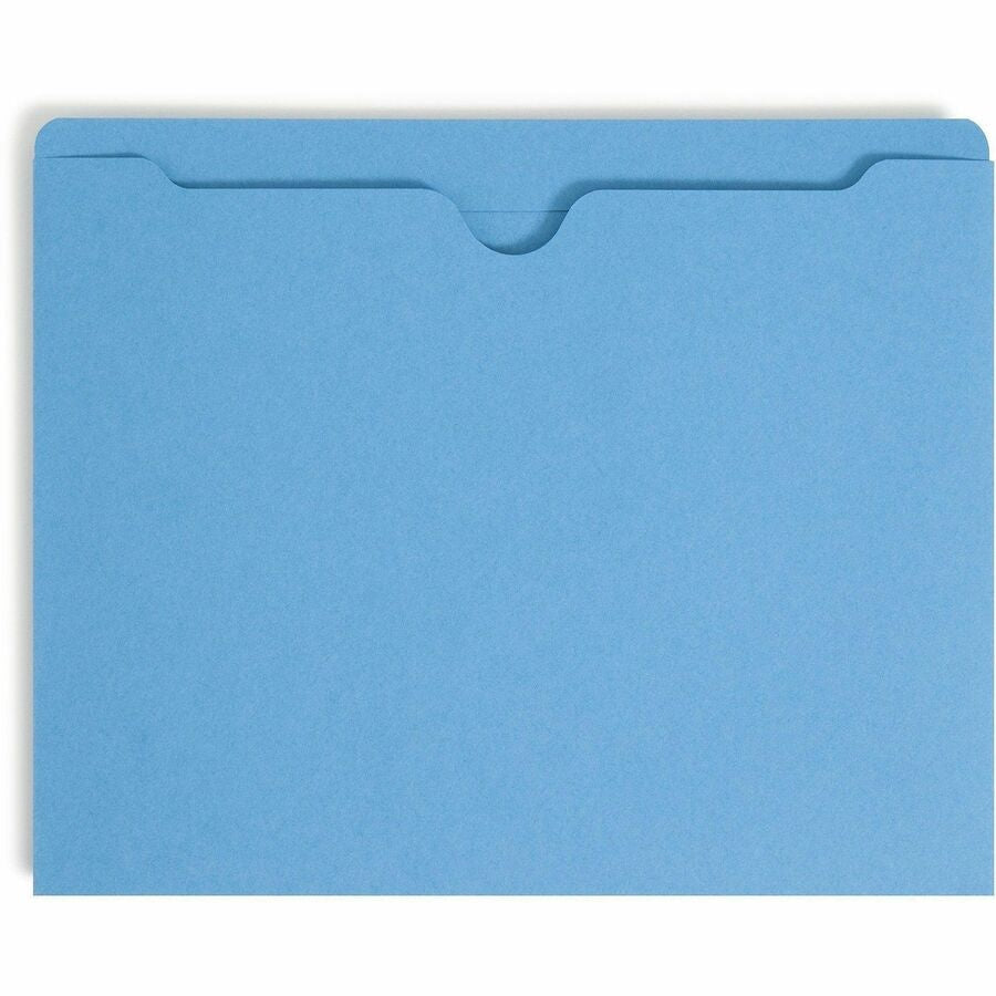 Smead Colored Straight Tab Cut Letter Recycled File Jacket - 8 1/2’’ x 11’’ - 11 pt. - 2 Plys - Blue - Filing Jackets &