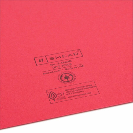 Smead Colored Straight Tab Cut Letter Recycled File Jacket - 8 1/2’’ x 11’’ - 11 pt. - 2 Plys - Red - Filing Jackets &