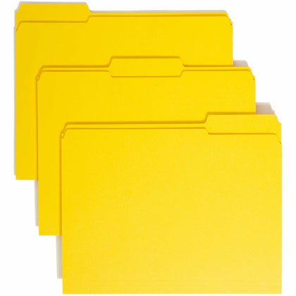 Smead Colored Top Tab File Folders - 1/3 Cut 11 pt 2 Plys - Yellow - 100/Box