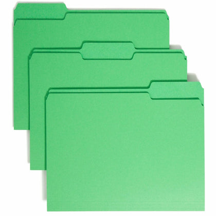 Smead Colored Top Tab File Folders - 1/3 Cut 8.5’’ x 11’’ Green - 100/Box