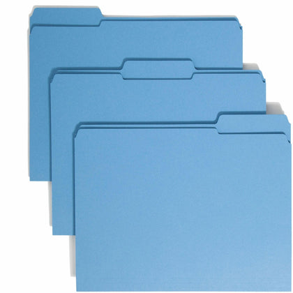 Smead Colored Top Tab File Folders - 1/3 Cut - Blue - 100/Box